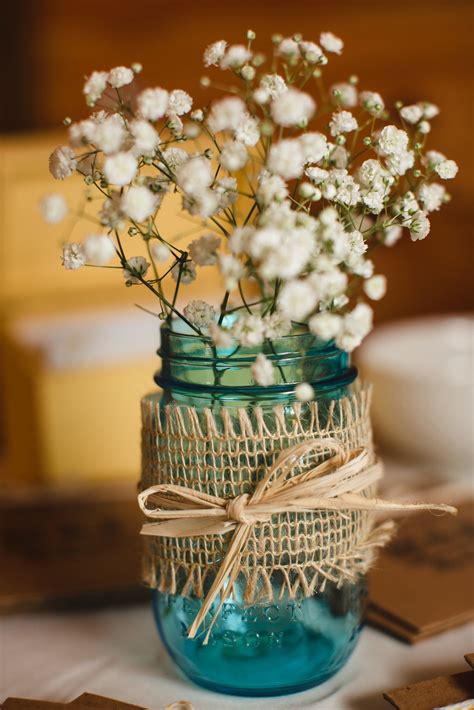 Babys Breath Mason Jar Centerpieces Mason Jar Wedding Rustic