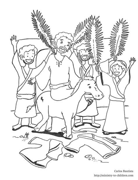 palm sunday coloring page jesus triumphant entry printable