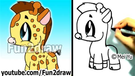 How To Draw A Cartoon Giraffe Cute Drawings Fun2draw