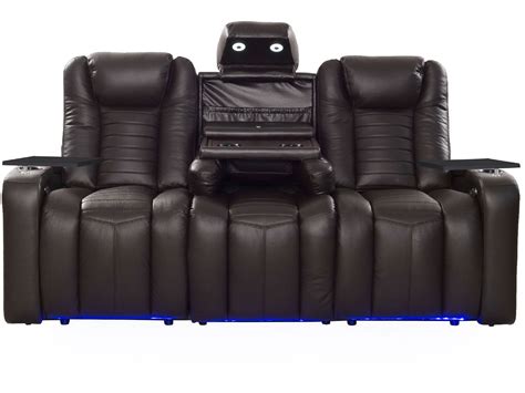 octane oasis lhr power reclining sofa with heat and massage brown leather