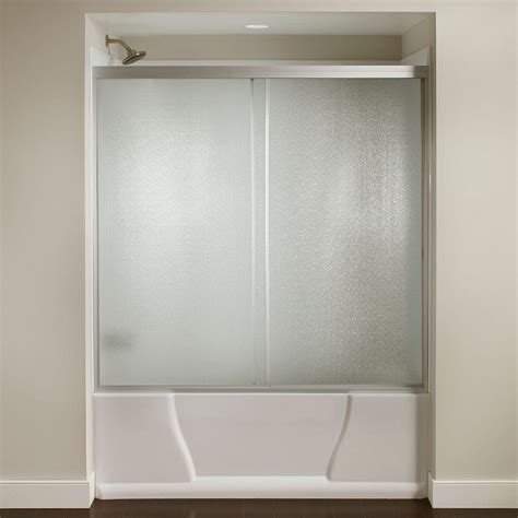60 In X 56 3 8 In Framed Sliding Bathtub Door Kit In Silver With Pebbled Glass Sdkit60 Sil R