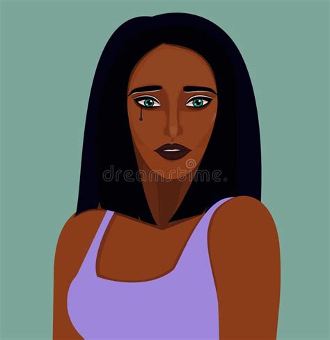 Portrait Of A Crying Girl Sad Beautiful Young Woman Stock Illustration