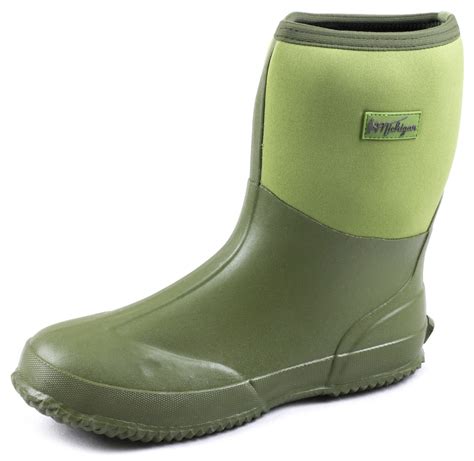 Michigan Green Neoprene Waterproof Outdoor Garden Wellington Boots Ebay