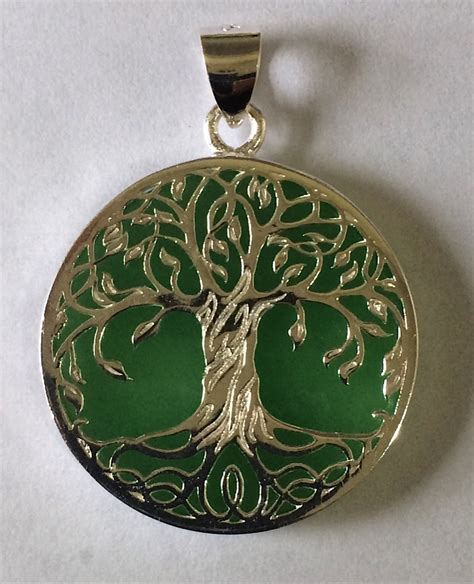 Tree of Life pendant, jade with silver & Silver Chain - Happy Dragon Arts | fine Jade products