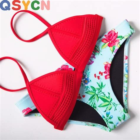 Qsycn 2018 Swimwear Woman Bikinis Summer Sexy Swimsuit Bath Suit Push Up Bikini Set Bathsuit