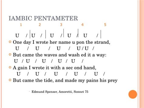 Iambic pentameter always ends with a __… a meter that shakespeare always used when writing in verse. Iambic pentameter Poems