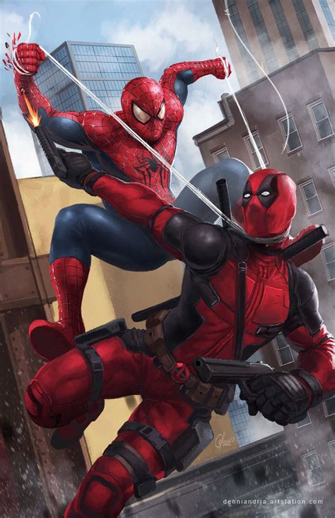 deadpool vs spiderman denni andria deadpool and spiderman marvel spiderman art deadpool x