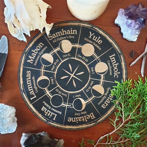 Moon Phase Wheel Of The Year Pagan Witch Calendar Board Magickal