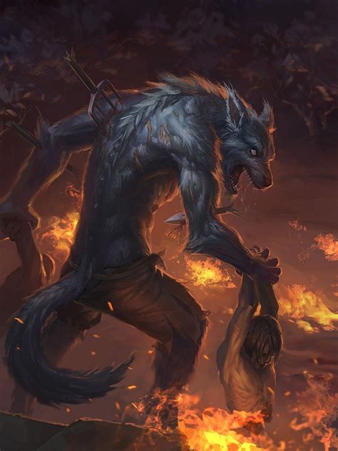 Work Liu Heng Werewolf Art Werewolf Mythical Creatures Art