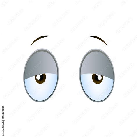 Vector Illustration Of Tired Cartoon Eyes On A White Background Stock