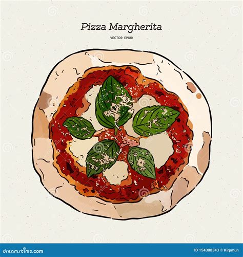 Pizza Margherita Hand Draw Sketch Vector Stock Vector Illustration