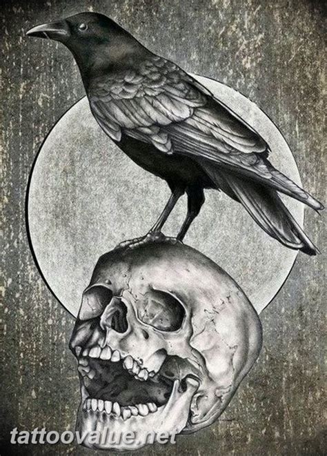 Photo Tattoo Raven On The Skull 18022019 №078 Tattoo With Skull And