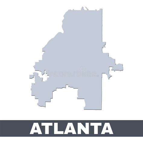 Atlanta Outline Map Vector Map Of Atlanta City Area Borders With