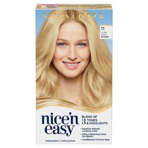 Clairol Nicen Easy Permanent Hair Color Creme 11 Ultra Light Blonde 1 Application Hair Dye