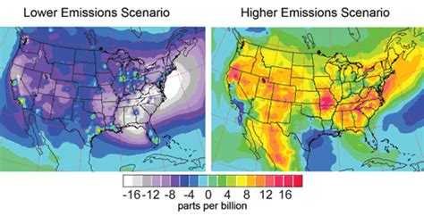 Projected Change In Ground Level Ozone 2090s Global Climate Change