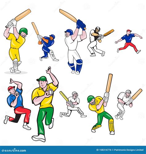 Cricket Player Cartoon Set Stock Illustration Illustration Of Cartoon