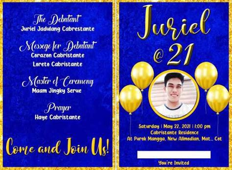 21st Birthday Invitation Design Blue Theme In 2021 21st Birthday