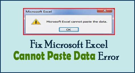 Ways To Fix Microsoft Excel Cannot Paste Data Error