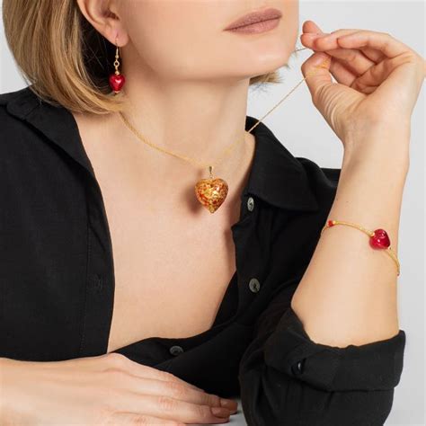 Murano Earrings Murano Glass Heart Earrings Red