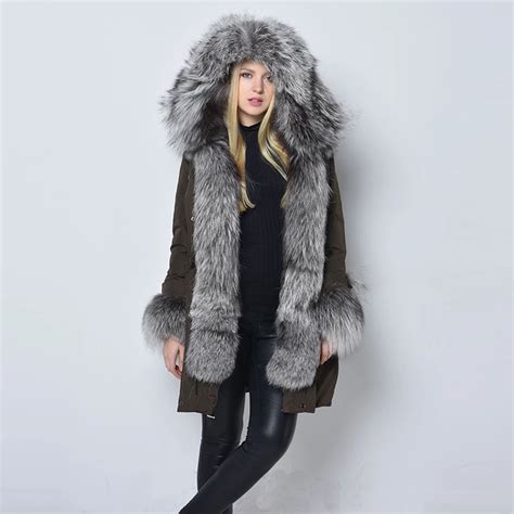 100 Real Fox Fur Collar Winter Jacket Women 2018 Top Fashion European