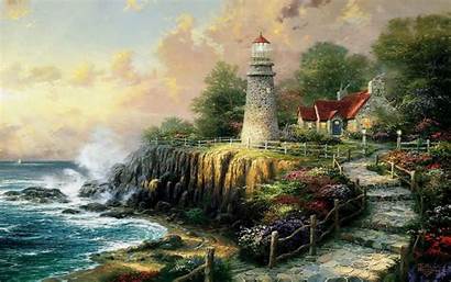 Kinkade Thomas Lighthouse Painting Desktop Disney Wallpapers