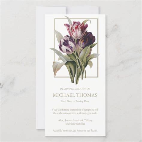 Funeral Thank You Cards Vintage Tulips Funeral Thank