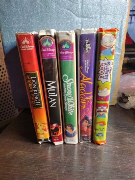 DISNEY VHS LOT 5 Snow White Mulan Lion King 2 Aladdin The Rug Rats