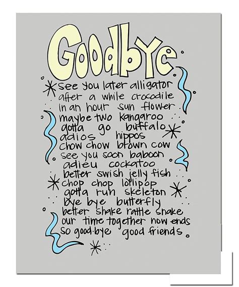 Doodli Dos Goodbye Print Farewell Cards Words See You Later