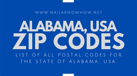 Alabama Zip Codes List Of Postal Codes For The State Of Alabama Usa
