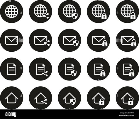 Information Protection And Information Security Icons White On Black Flat