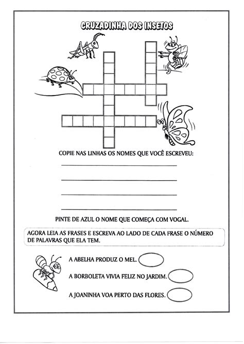 Cruzadinha Dos Insetos Vogais E Ortografia • Alfabetização Blog