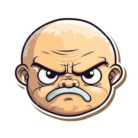 Cartoon Angry Old Man Head Vector Clipart Frown Face Frown Face