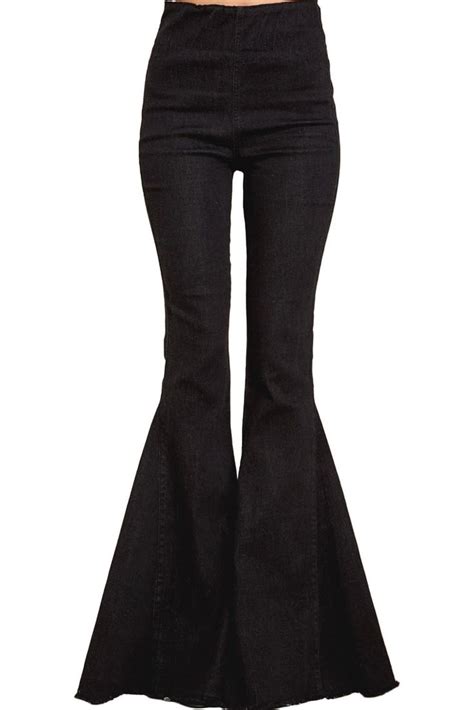 Black Flare Jeans High Waist Skinny Bell Bottoms Flare Jeans