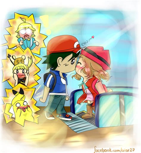 Ash And Serena Kiss By Xalsr27x On Deviantart