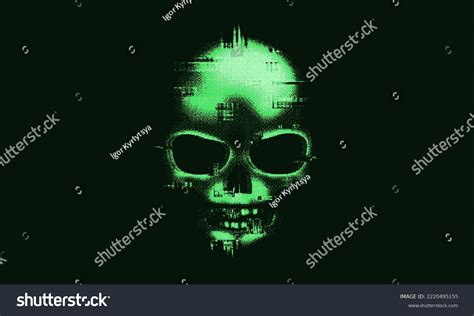 Glitched Sign Skull Bitmap Effect Danger Stock Vector Royalty Free