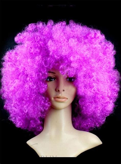 Unisex Fluffy Curly Afro Hair Dark Purple Synthetic Party Wig Curly