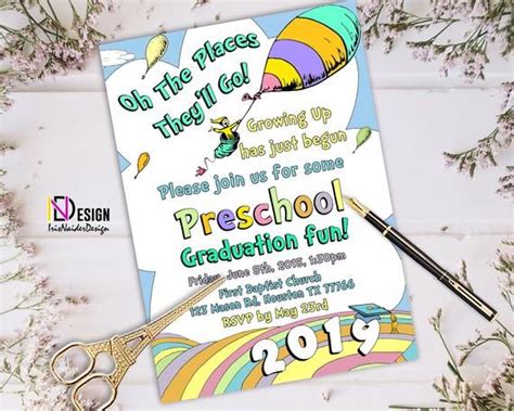 Seuss's oh, the places you'll go and enjoy a free printable for what i want to be. Elementary Graduation, Preschool graduation invitation, kindergarten graduation invitation, Oh ...