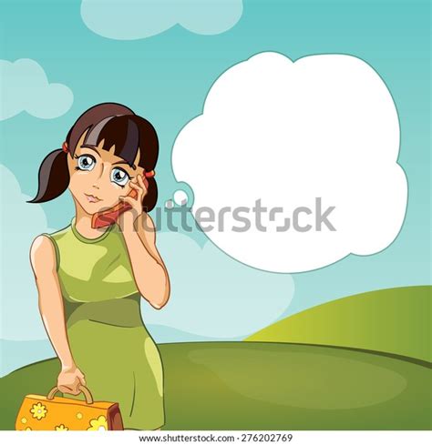Girl Talking On Phone Vector Illustration Stock Vector Royalty Free