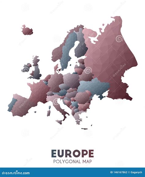 Europe Map Actual Low Poly Style Continent Map Stock Vector