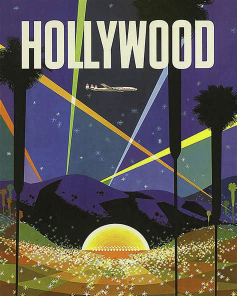 Hollywood Lights Vintage Travel Poster Painting By Long Shot
