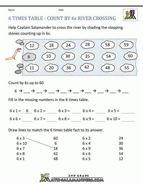 Multiplication Worksheets Table 6 Printable Multiplication Flash Cards