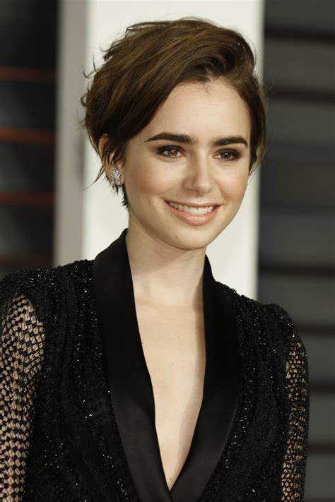 Lily Collins Pixie Hairstyles Short Hairstyles For Thick Hair Trending Hairstyles Short Hair