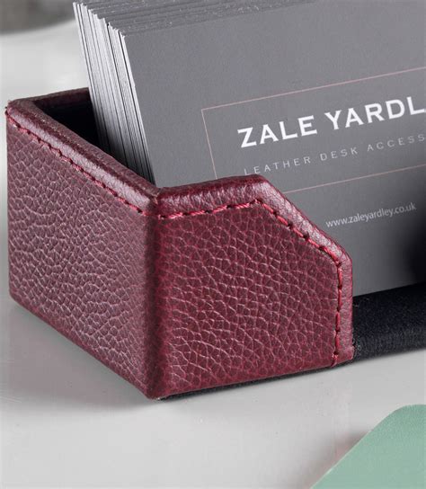 Product titleakoada acrylic business card holder for desk plastic. Top Grain Burgundy Leather Business Card Holder Luxury ...