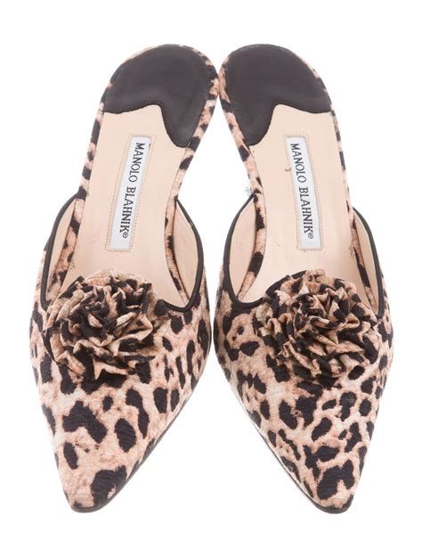Manolo Blahnik Leopard Print Mules Shoes Moo The Realreal