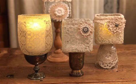 Diy Unique Lace Candle Holders The Shabby Tree Lace Candle Holders