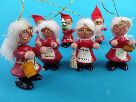 Lot Of 7 Vintage German Wooden Miniature Christmas Ornaments Etsy