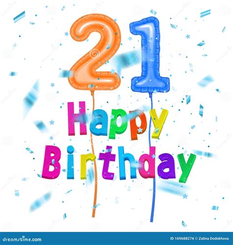 Happy Birthday 21st Glitter Greeting Card Clipart Image Isolated On