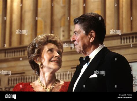 president ronald reagan and first lady nancy reagan at a dinner in washington where president