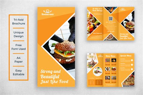 Restaurant Tri Fold Brochure Menu Design Graphic By Ju Design