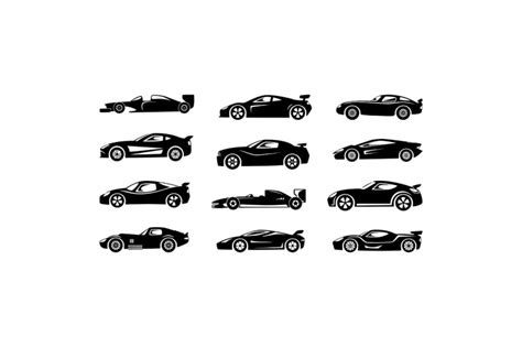 Black Silhouette Of Race Cars By Onyx Thehungryjpeg